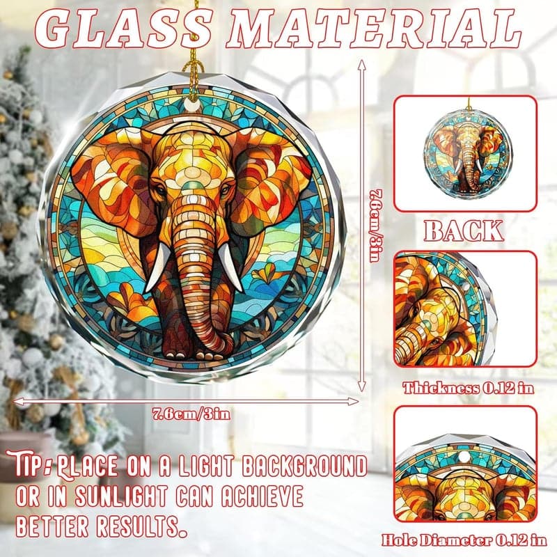 Buntglas-Elefant-Ornament für Weihnachtsbaumdekoration
