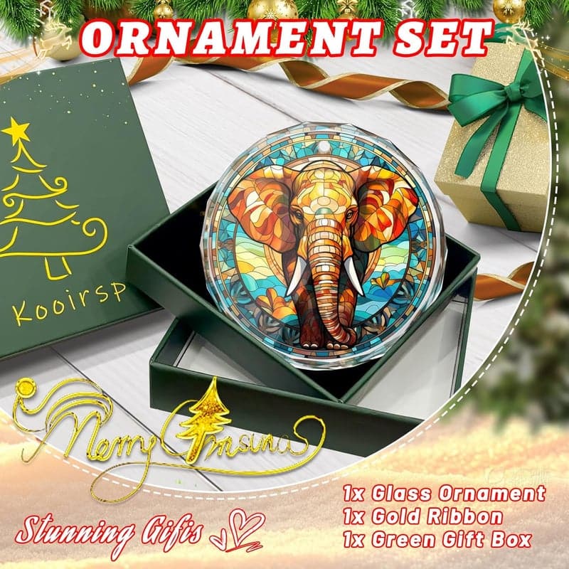 Buntglas-Elefant-Ornament für Weihnachtsbaumdekoration