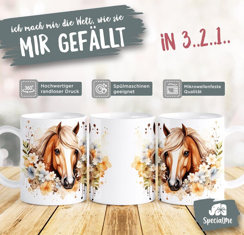 Winter-Tasse mit Pferde-Motiven für Pferde-Liebhaber
