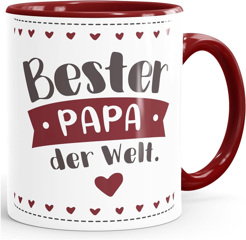Danke-Tasse für Mama/Papa - Rotrahmen Keramik-Geschenk