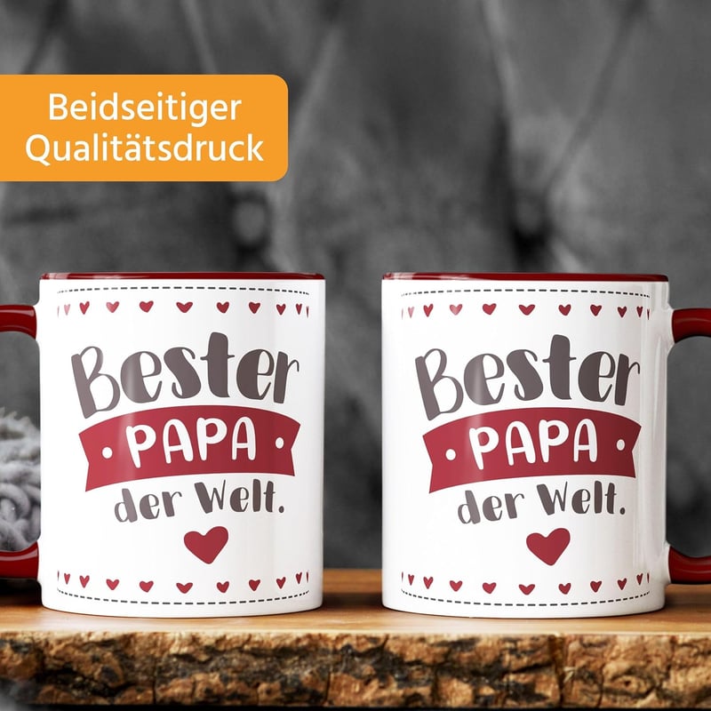 Danke-Tasse für Mama/Papa - Rotrahmen Keramik-Geschenk
