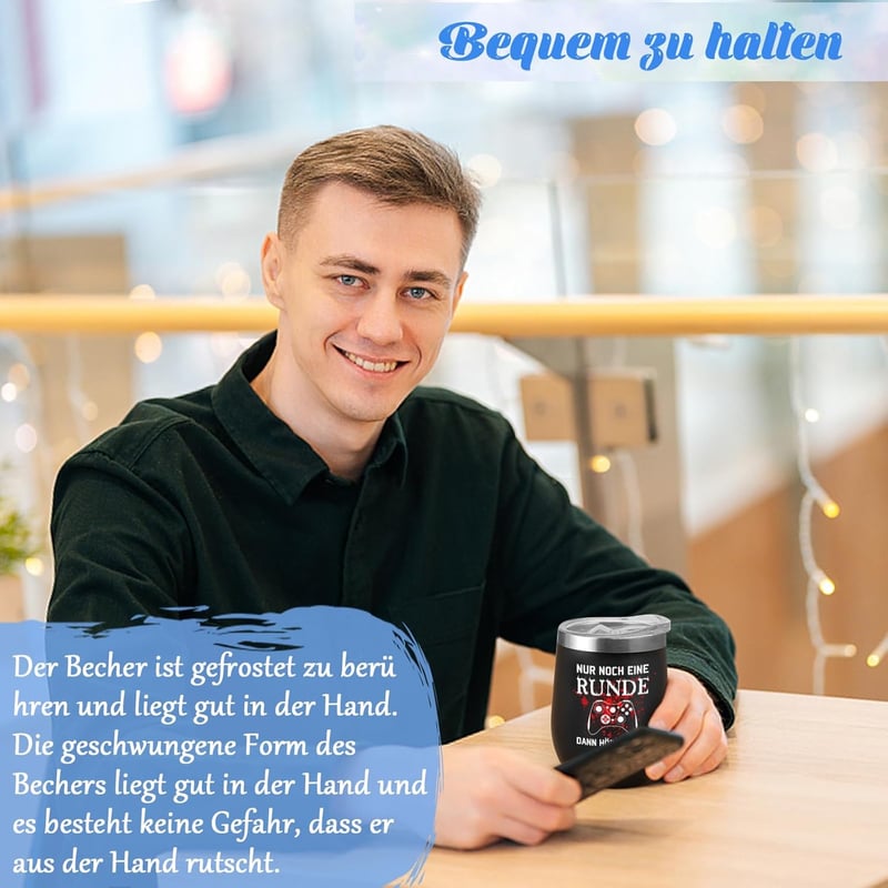 Weihnachtsgeschenk: Lustiger 350ml Edelstahl Kaffeebecher für Männer