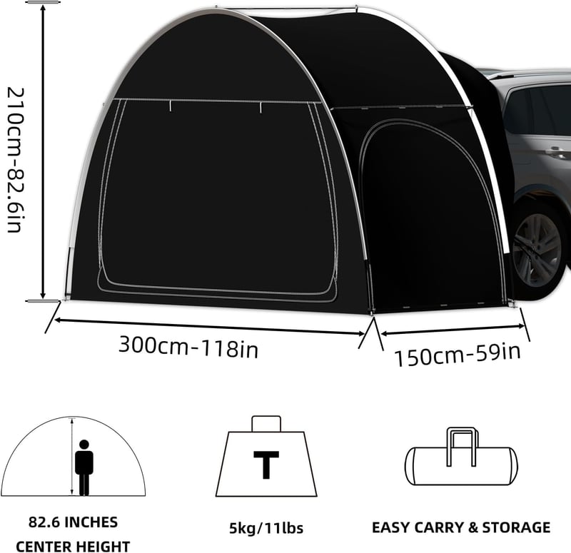 SUV Heckzelt für 2-3 Personen – Sonnenschutz für Camping