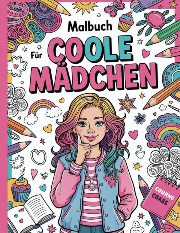Malbuch für kreative Mädchen ab 10 Jahren mit 55 Motiven
