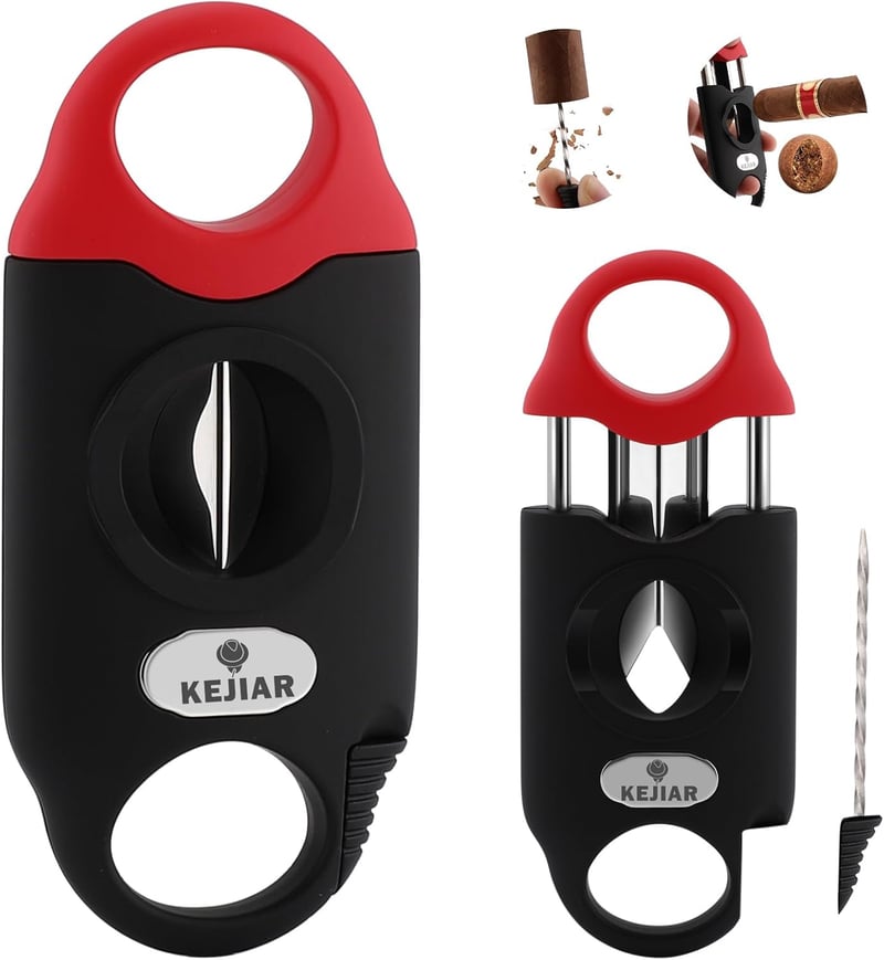Edelstahl V-Cut Zigarrenschneider mit 2 Haltern – Multifunktional