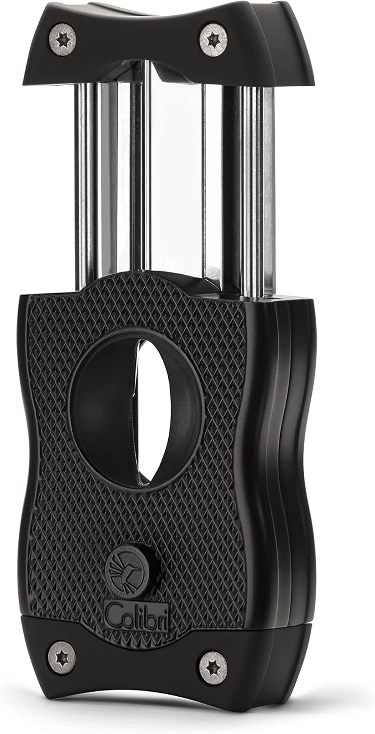 Ergonomischer 2-in-1 Zigarrenschneider für bis zu 66 Ringmaß-Zigarren in Schwarz