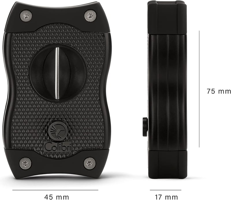 Ergonomischer 2-in-1 Zigarrenschneider für bis zu 66 Ringmaß-Zigarren in Schwarz