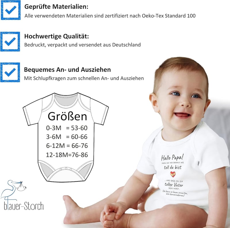 Kurzarm Baby Body aus Bio Baumwolle zur Schwangerschaftsankündigung für Papa