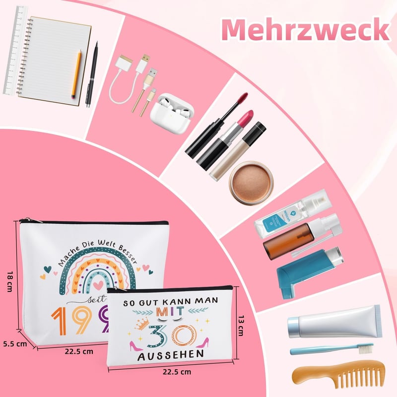Wasserdichte Kulturbeutel für 14. Geburtstag von Mädchen, 2 Stück