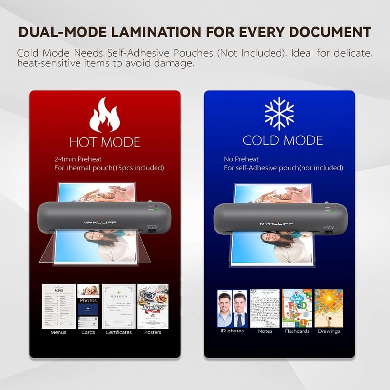 Tragbarer A4 Laminator mit Heiß- und Kaltmodi, 6-in-1 Set