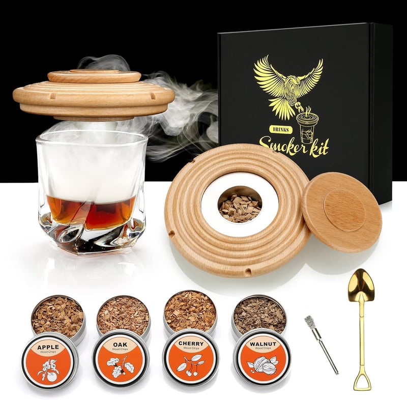 Cocktail-Räucherset mit 4 Holzchips für Männer, ideal für Whiskey und Bourbon