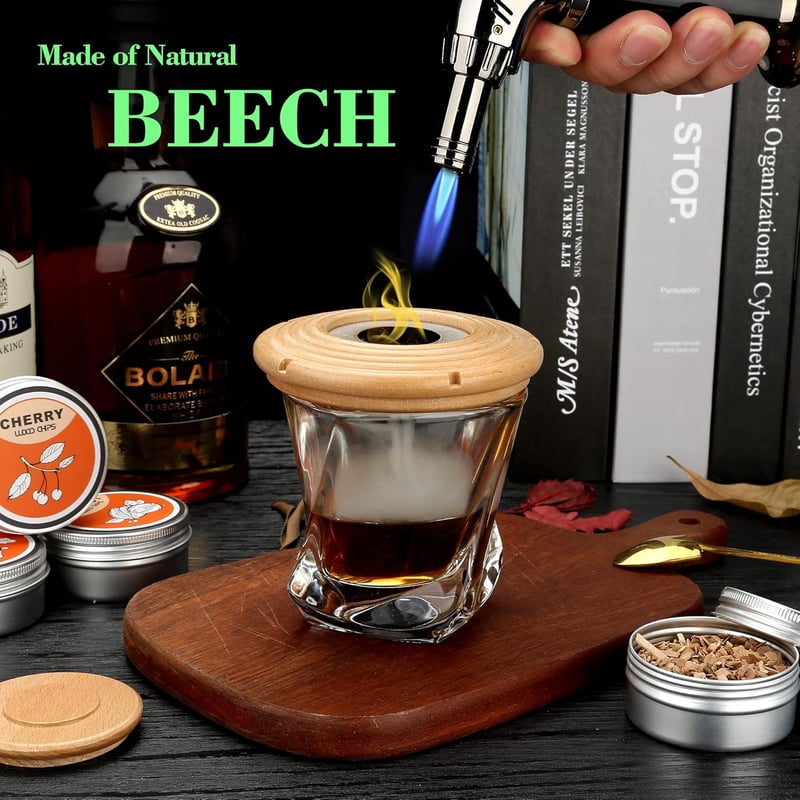 Cocktail-Räucherset mit 4 Holzchips für Männer, ideal für Whiskey und Bourbon