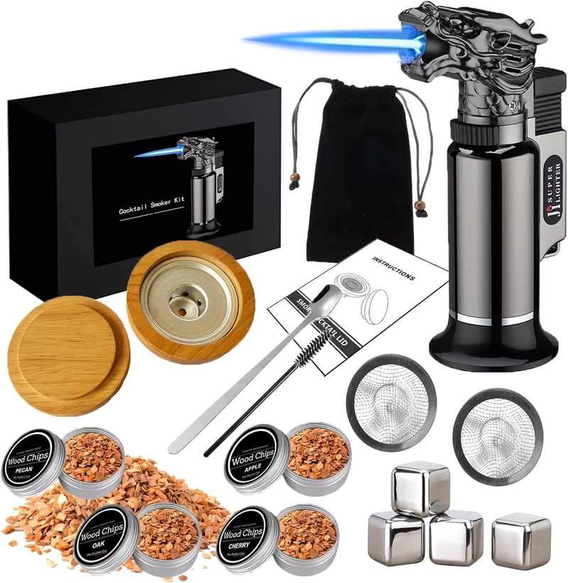 Whiskey Smoker Kit mit 4 Sägespänen – Geschenk für Väter