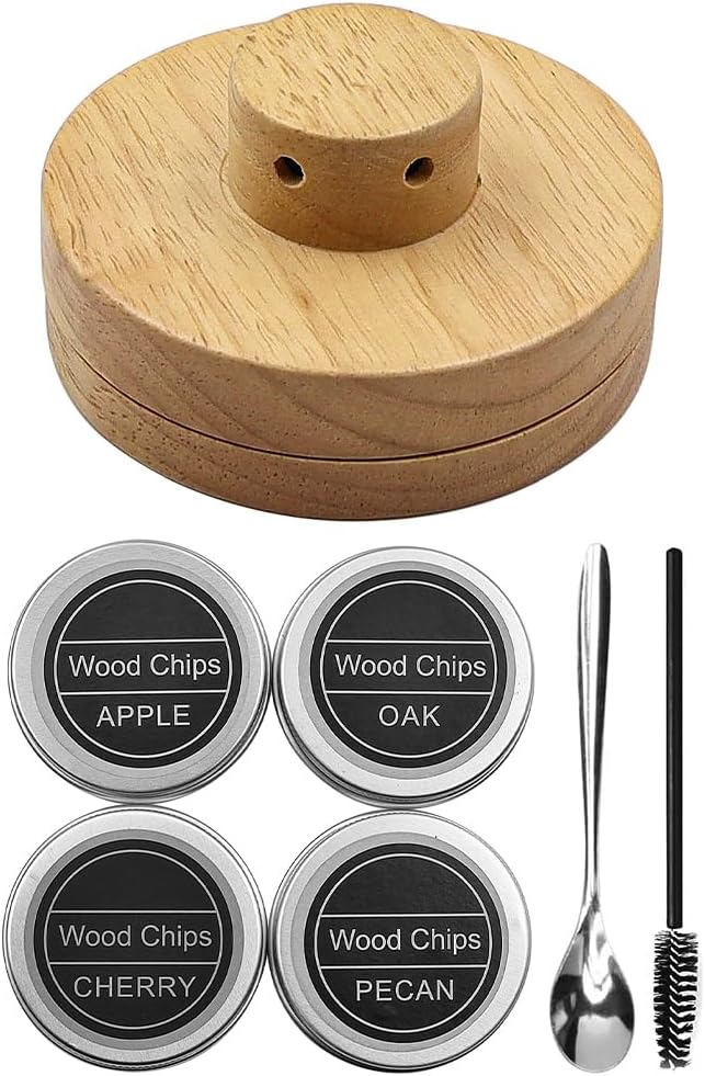Tiardey Cocktail-Räucherset mit 4 Holzspänen für Whiskey und Wein