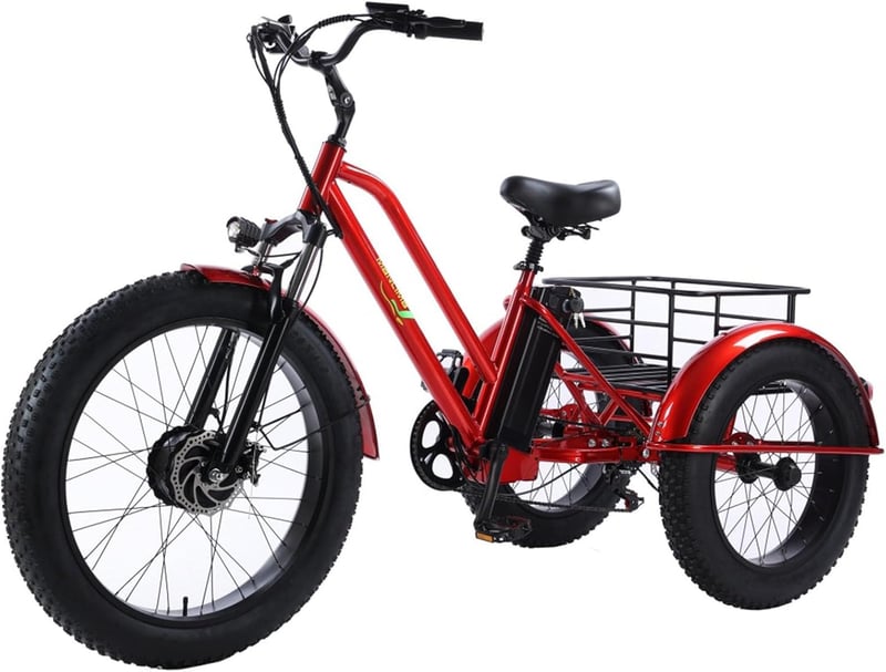 All-Terrain-Dreirad für Erwachsene mit LCD-Instrument und Tragekorb