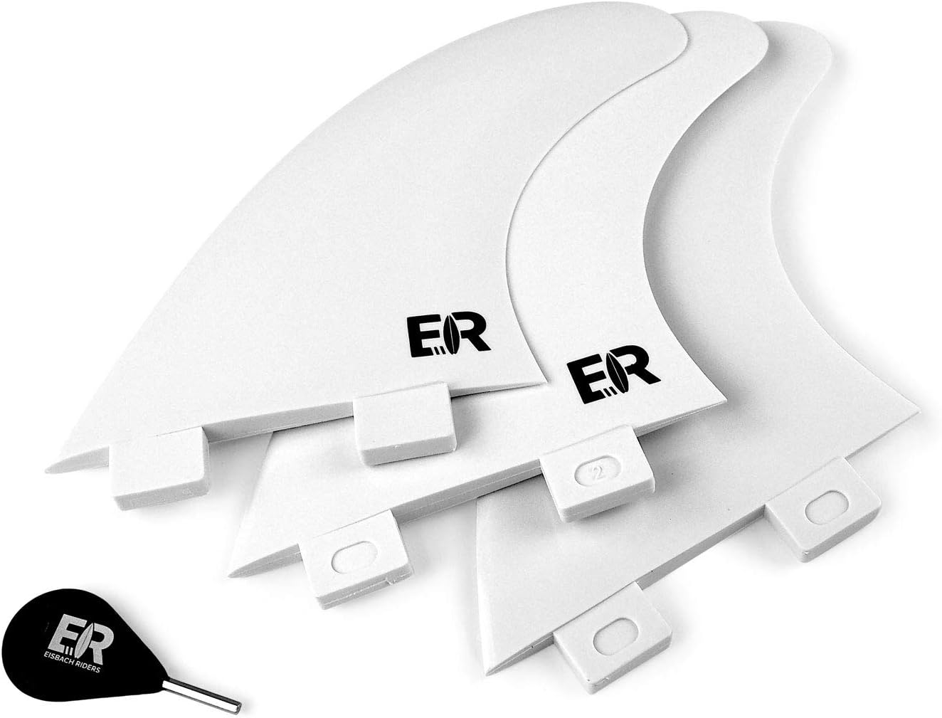 FCS Thruster Finnen-Set für Surfboards und SUPs (Größe G5, schwarz/weiß)