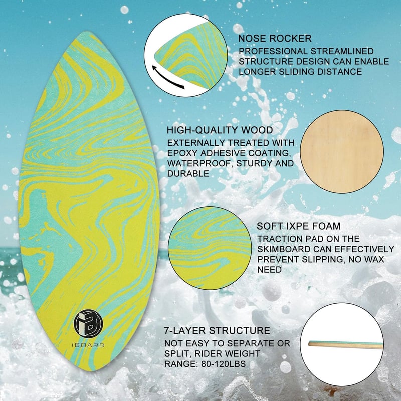 Hochglanz Skimboard aus Holz, 91,4 cm - für Kinder und Anfänger