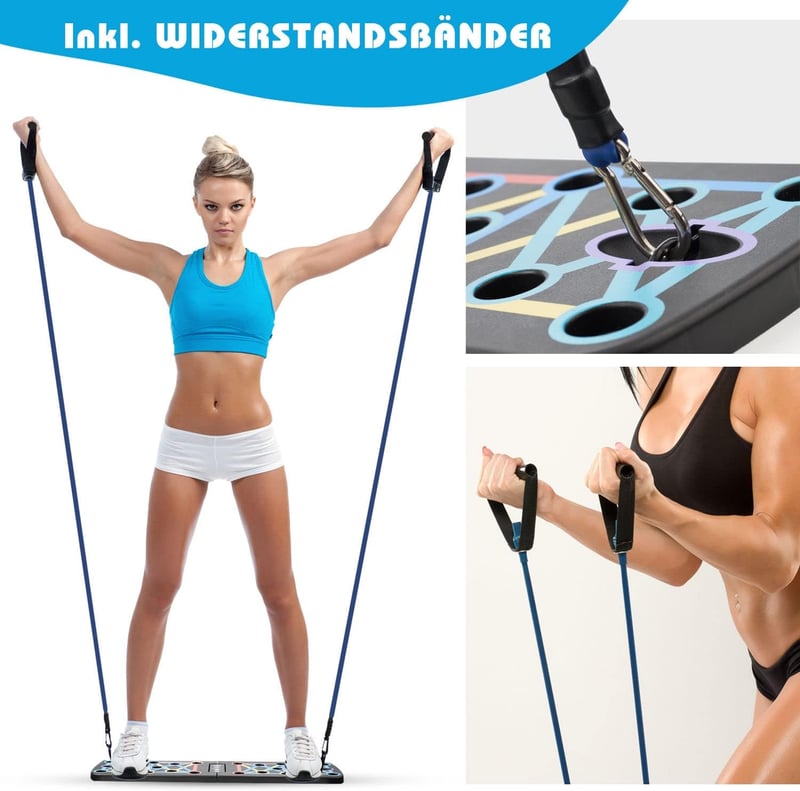 Faltbares Fitness-Brett für Liegestütze mit Gratis E-Book und Bändern