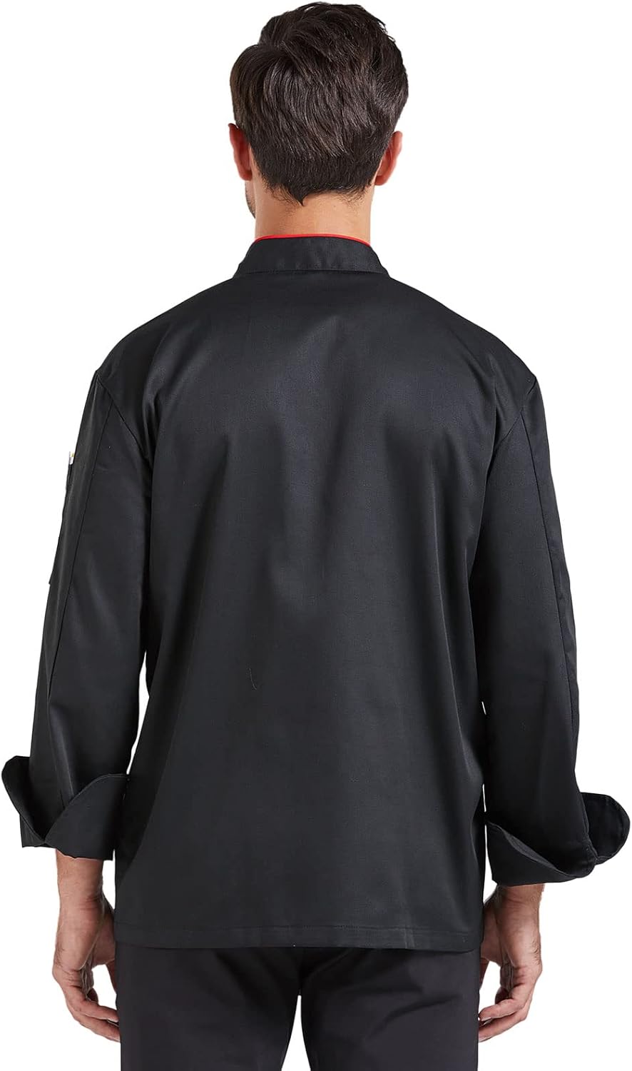 Unisex Kochjacke für Herren und Damen, kurzarm, atmungsaktiv, Schwarz