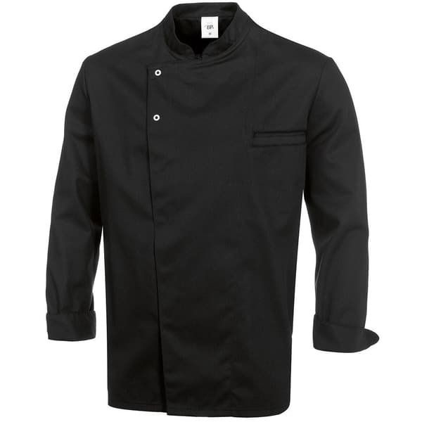 Langarm-Kochjacke für Profiköche – Schwarz – 65% Polyester, 35% Baumwolle – Größe 2XL