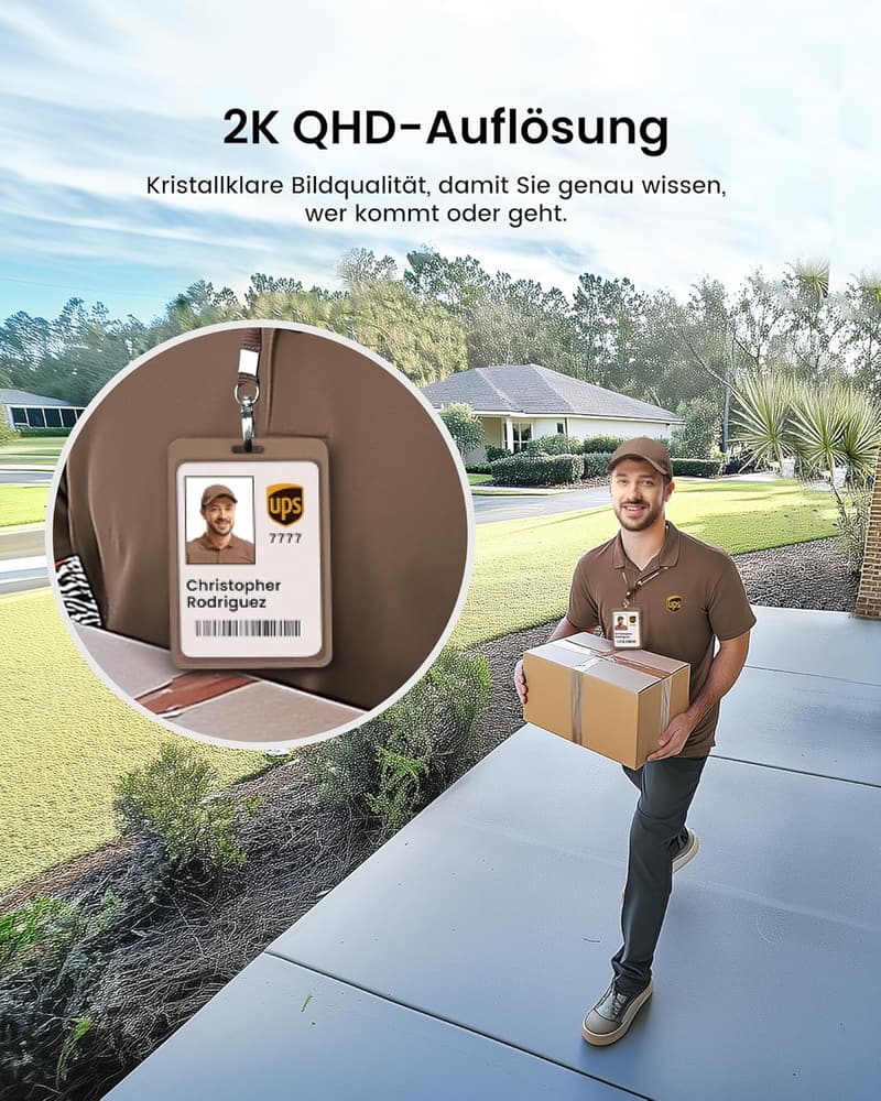 Kabellose 2K Außenüberwachungskamera mit Akku, 240 Tage Laufzeit, 32 GB Speicher