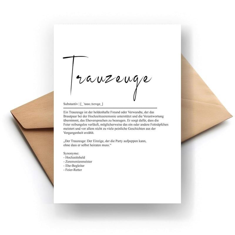 Wertschätzungskarte für Trauzeugen – Elegantes Hochzeitsgeschenk