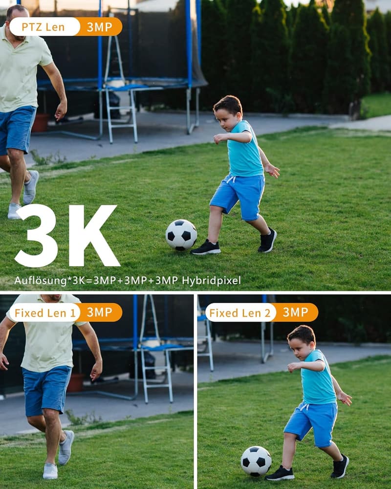 Überwachungskamera für außen 3K mit 360° PTZ und Farb-Nachtsicht