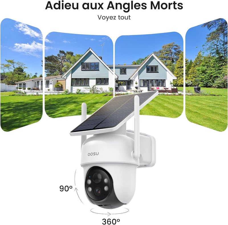 AOSU 2K Solar-Überwachungskamera für Außen mit 360° Panorama