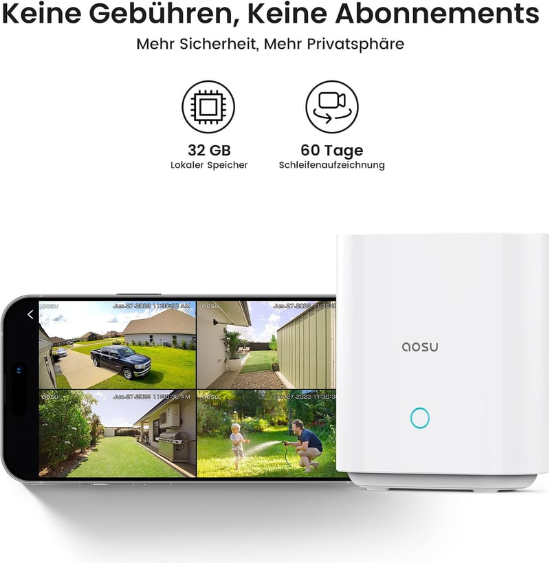 AOSU 2K Solar-Überwachungskamera für Außen mit 360° Panorama