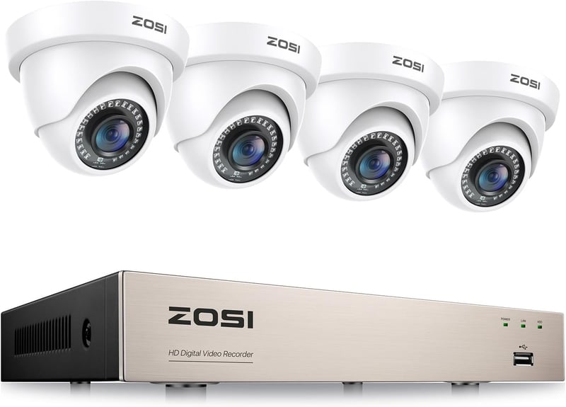 ZOSI 8CH Videoüberwachungssystem mit 4 Außenkameras, HD 1080P, Nachtsicht