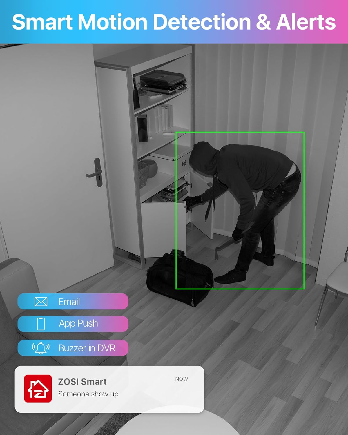ZOSI 8CH Videoüberwachungssystem mit 4 Außenkameras, HD 1080P, Nachtsicht