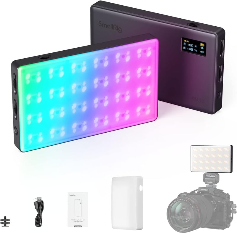 SMALLRIG RGB Kamera-Videoleuchte mit 1500Lux, 5000mAh Akku und Diffusor
