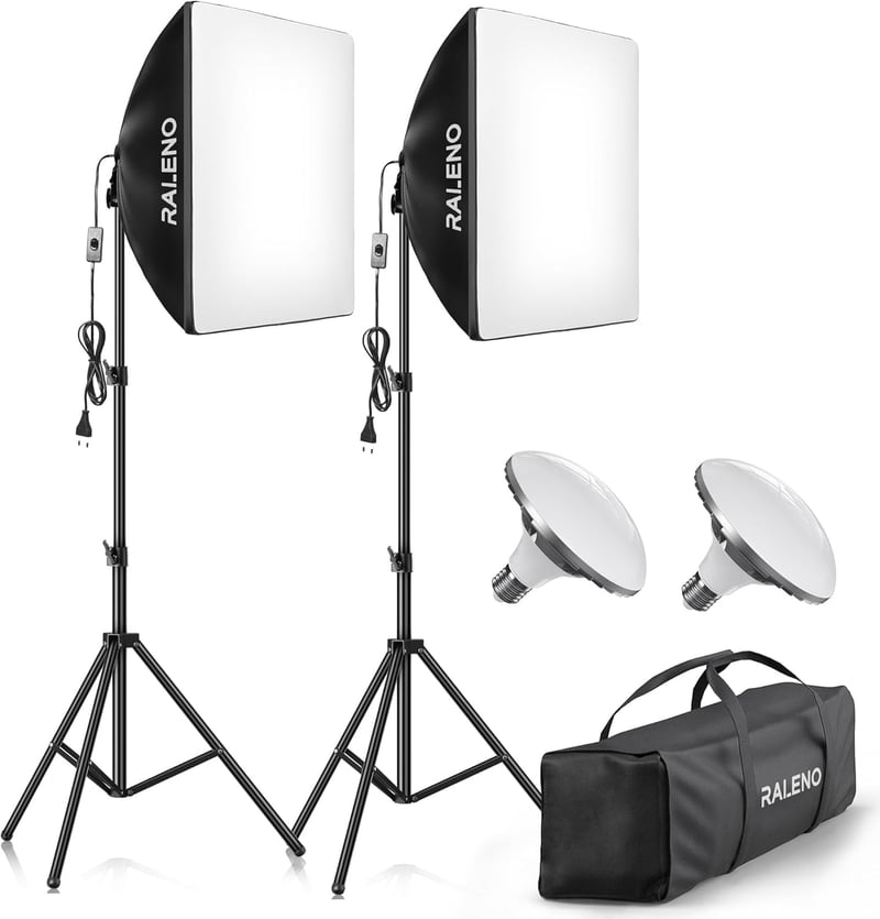 RALENO 2er Set LED Softboxen 50x50 cm für Porträtfotografie