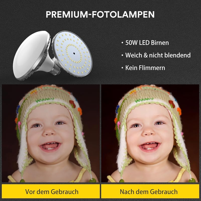 RALENO 2er Set LED Softboxen 50x50 cm für Porträtfotografie
