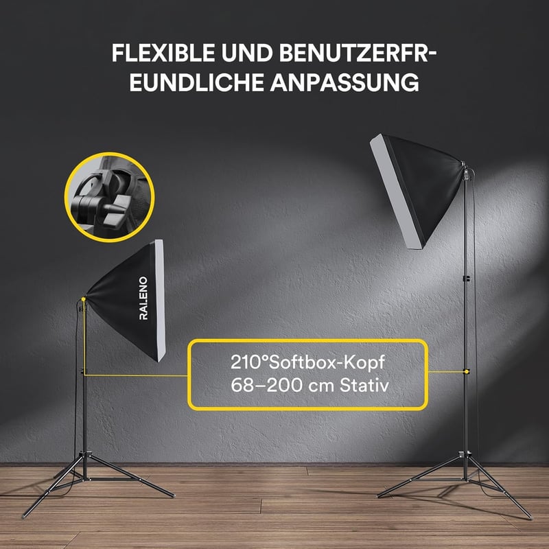 RALENO 2er Set LED Softboxen 50x50 cm für Porträtfotografie