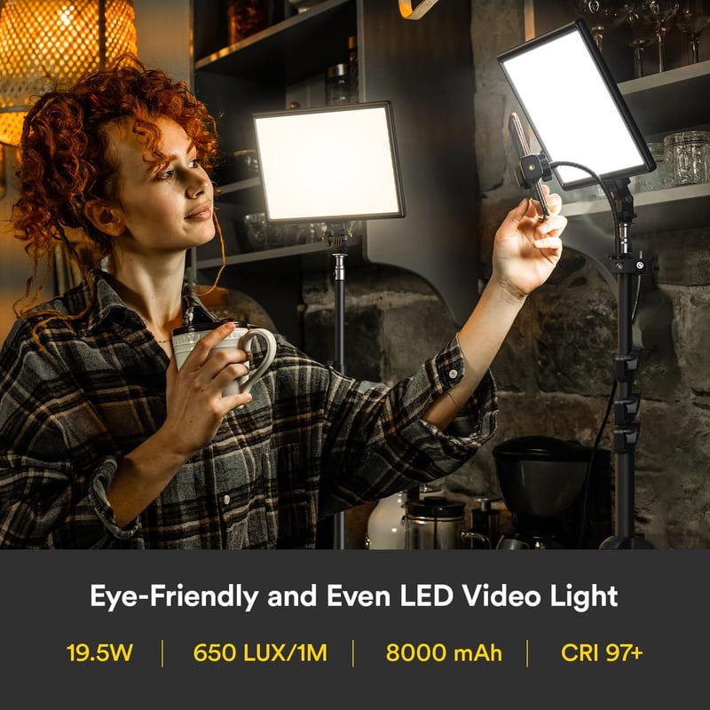 RALENO LED Videoleuchte 2er Set mit Stativ, dimmbar 3200-5600K für Fotografie