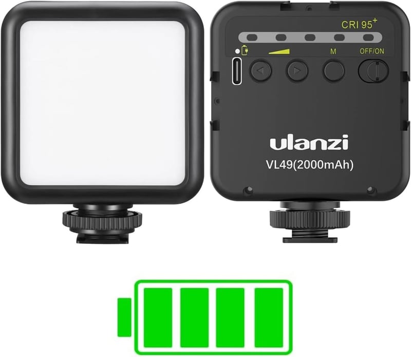 ULANZI VL49 LED Videoleuchte mit 2000mAh Akku, 5500K, 3 Cold Shoe