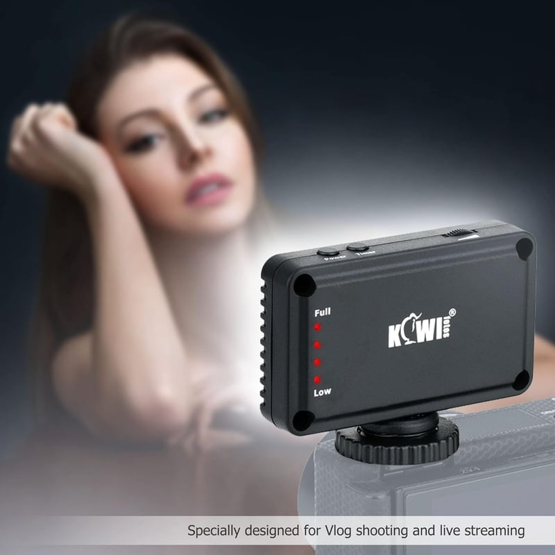 KIWIFOTOS Mini Kameraleuchte für Fotografie, dimmbar, 600-mAh-Akku