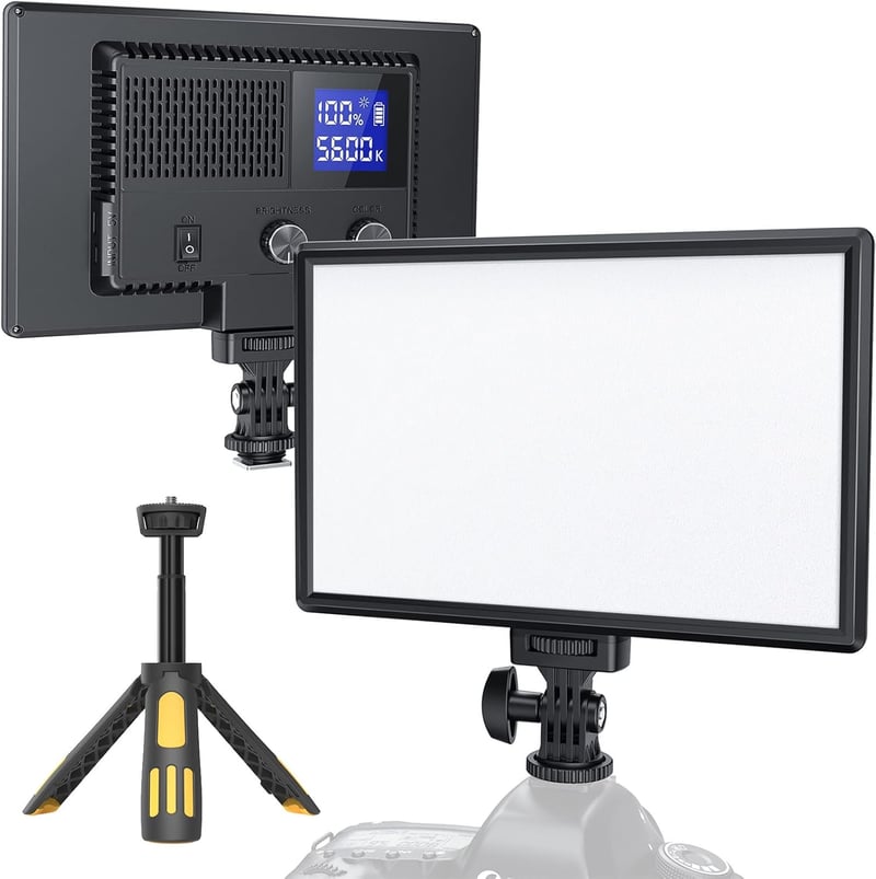 RALENO 116 LED Videoleuchte mit Akku und Stativ für YouTube & Zoom