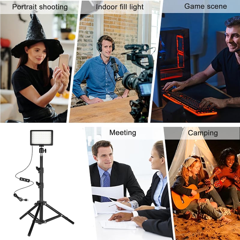 Dimmbare LED Videoleuchten 2er Set mit Stativ und Farbfiltern für Fotostudios