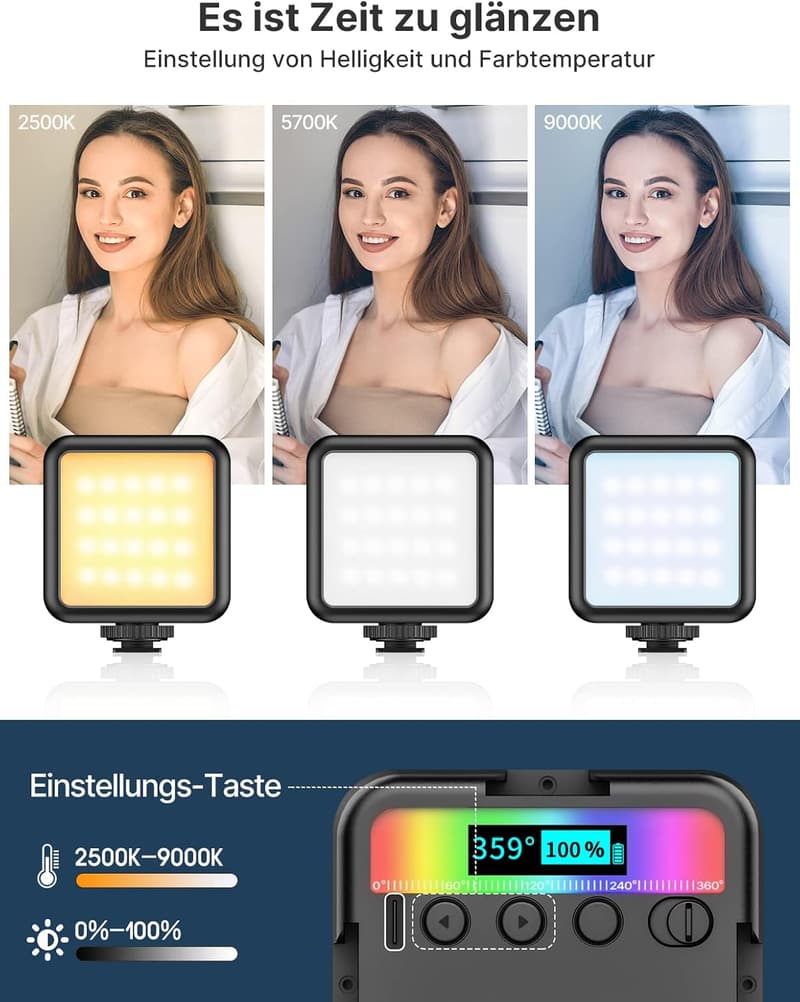 ULANZI VL49 RGB LED Videoleuchte für Foto- und Videoaufnahmen