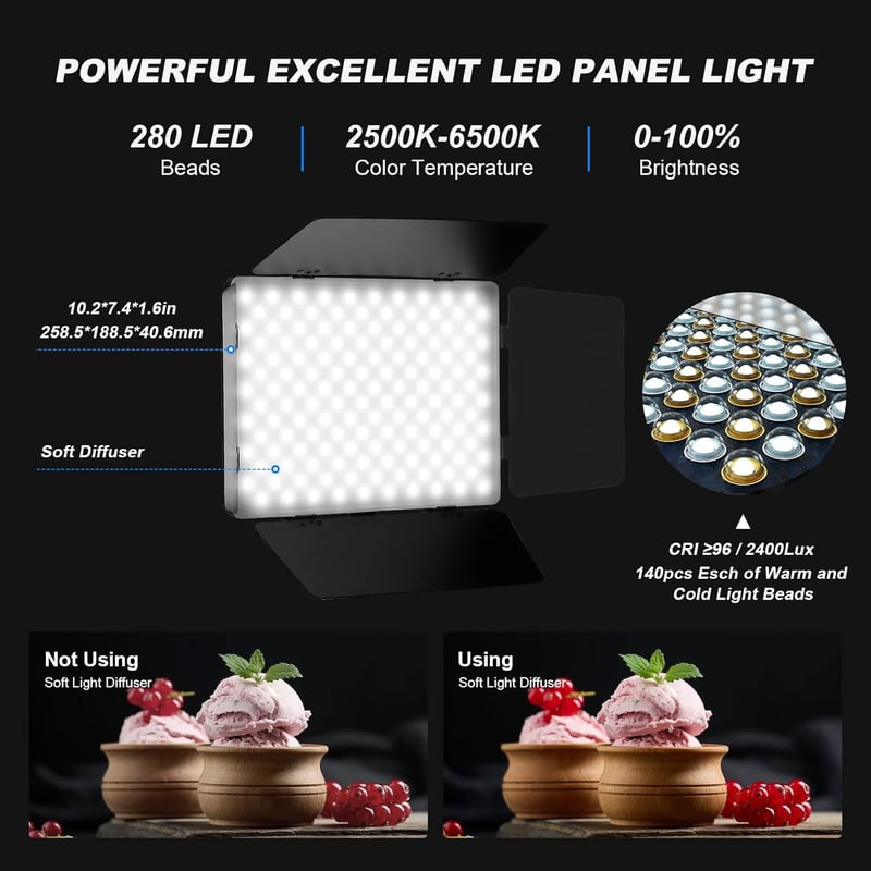 Soonpho 2-Pack LED Videoleuchte mit dimmbarem Licht für YouTube Streaming