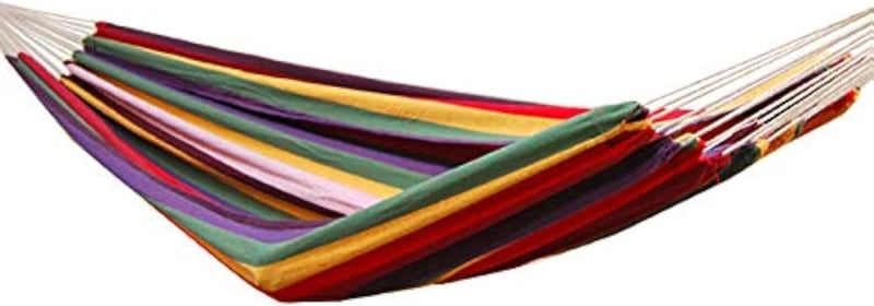 XXL Hängematte für 2 Personen – Regenbogen-Gestreift, 400x160cm, 150 kg Belastbarkeit, 100% Baumwolle