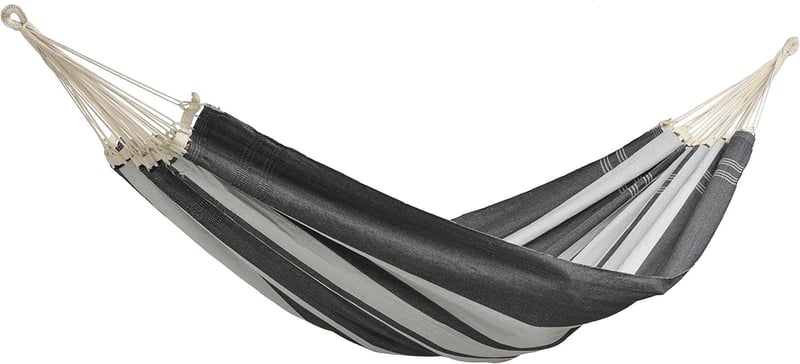 Handgefertigte Komfort-Hängematte Paradiso Silver XXL – Grau-Weiß, 250cm, bis 200kg