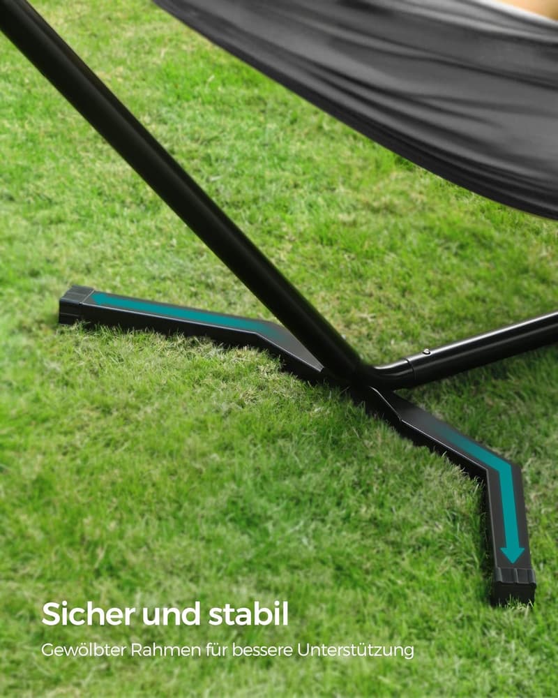 Verstellbare Hängematte mit Metallgestell, bis 240 kg, grau-schwarz