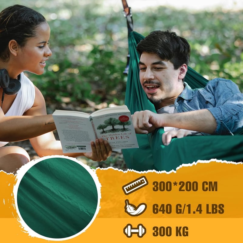 Ultraleichte Camping-Hängematte aus schnelltrocknendem Nylon, 300 kg Tragkraft