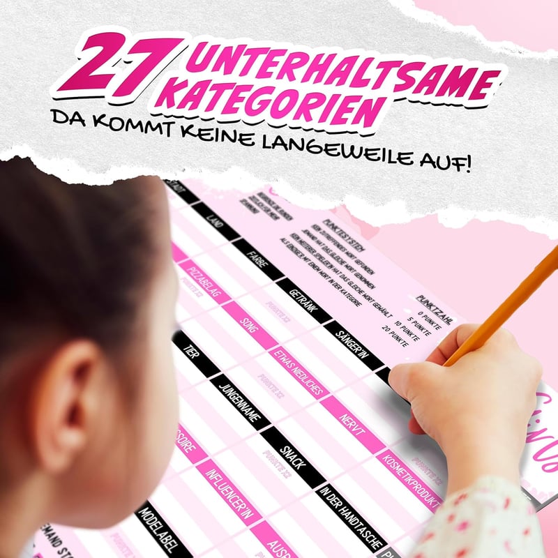 Spieleblock DIN A4 für coole Teenager-Mädchen – 50 Seiten für Mädelsabende