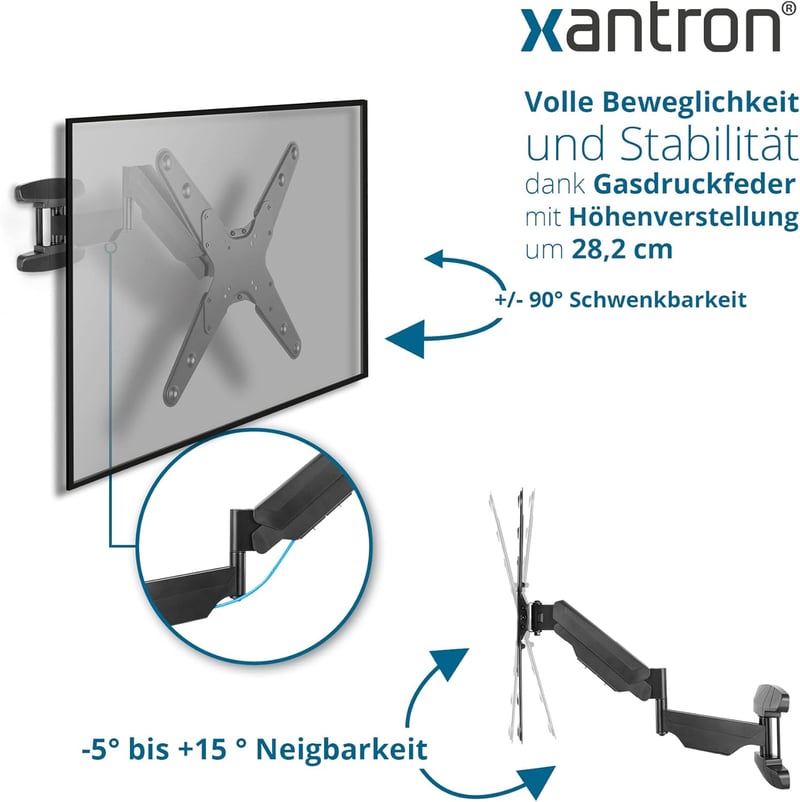 Schwenkbare TV-Wandhalterung für 23-55 Zoll Fernseher – Höhenverstellbar, inkl. Montagematerial