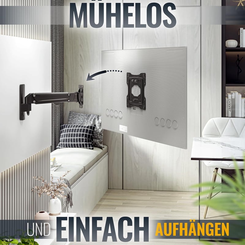 Höhenverstellbare TV Wandhalterung mit Schwenkarm für 23-43 Zoll Fernseher