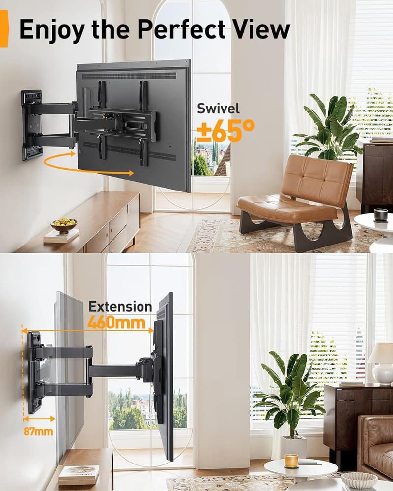 Höhenverstellbare TV-Wandhalterung für 23-70 Zoll bis 50 kg, VESA 400x400 mm